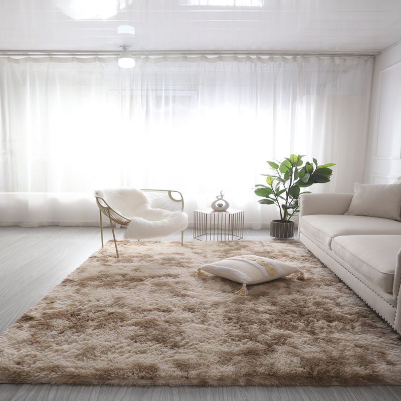 Color Mixed Living Room Carpet Casual Tie-Dye Effect Area Rug Polyester with Non-Slip Backing Rug