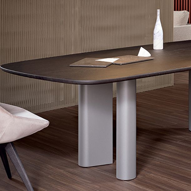 Modern Solid Wood Dining Table for restaurant Rectangle Table with Double Pedestal