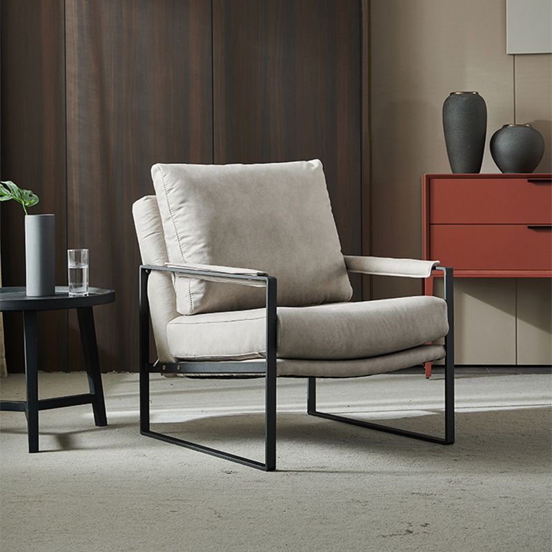 Solid Color Office Leather Arms Included with Cushion with Black Legs Armchair