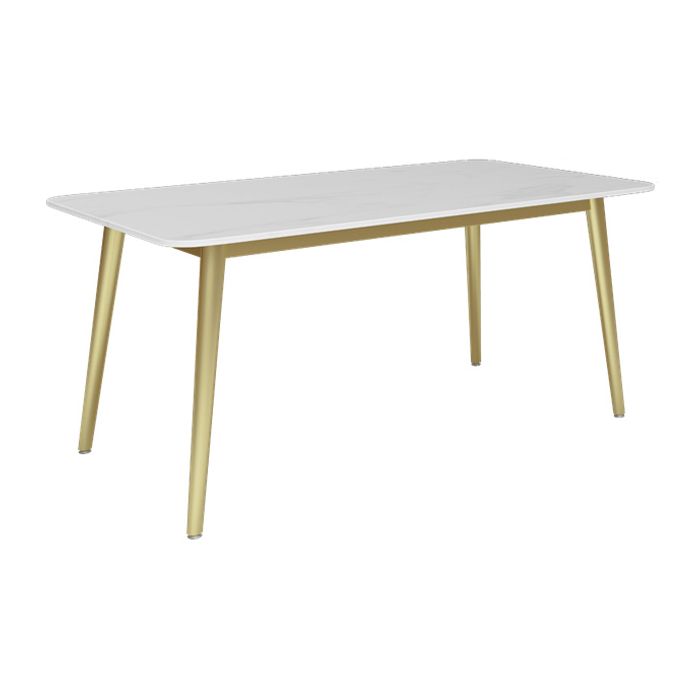 Traditional Luxury Dining Table White Sintered Stone Table with Gold Frame