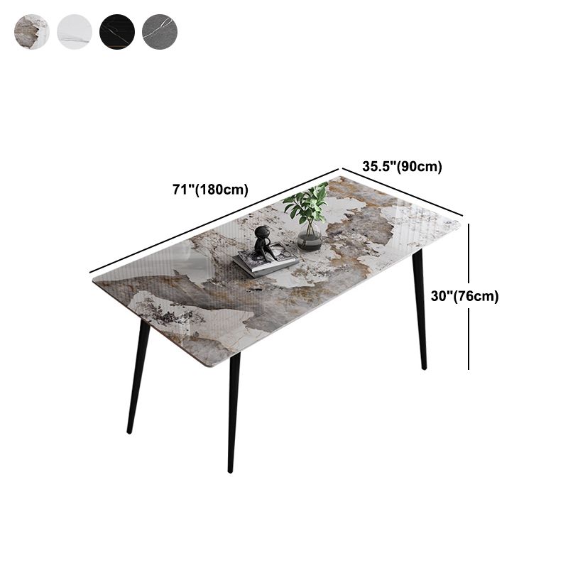 Stone Top Table 4 Legs Rectangle Dining Table for Home Kitchen Dinner