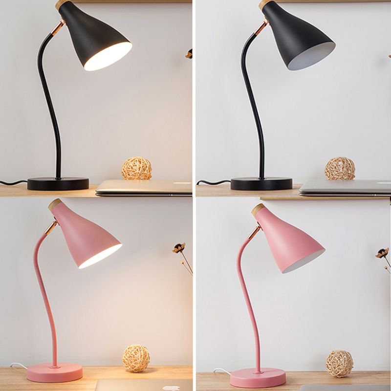 1 lampe de table modernisme légère lampes de table de nuit à cône en métal pour salle d'étude