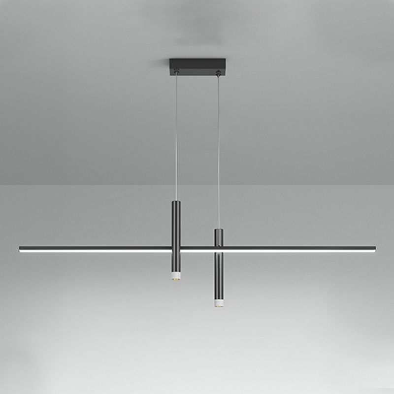 Luci a ciondolo dell'isola lineare contemporanea Metal 3 Lights Freepurs