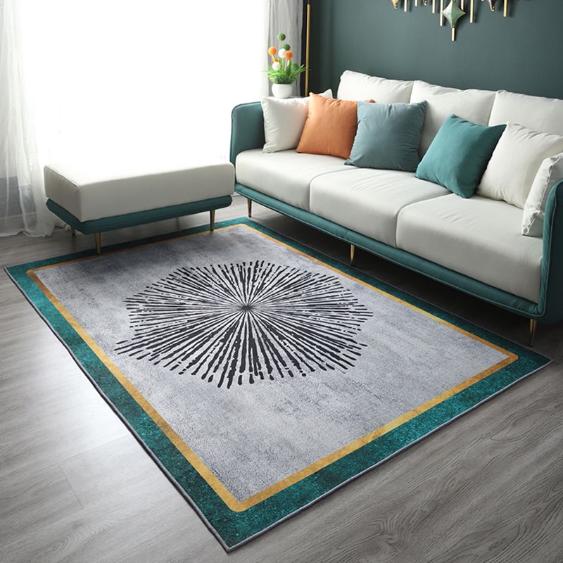 Tapis moderne vert en Polyester, bloc de couleur, résistant aux taches, pour la décoration de la maison
