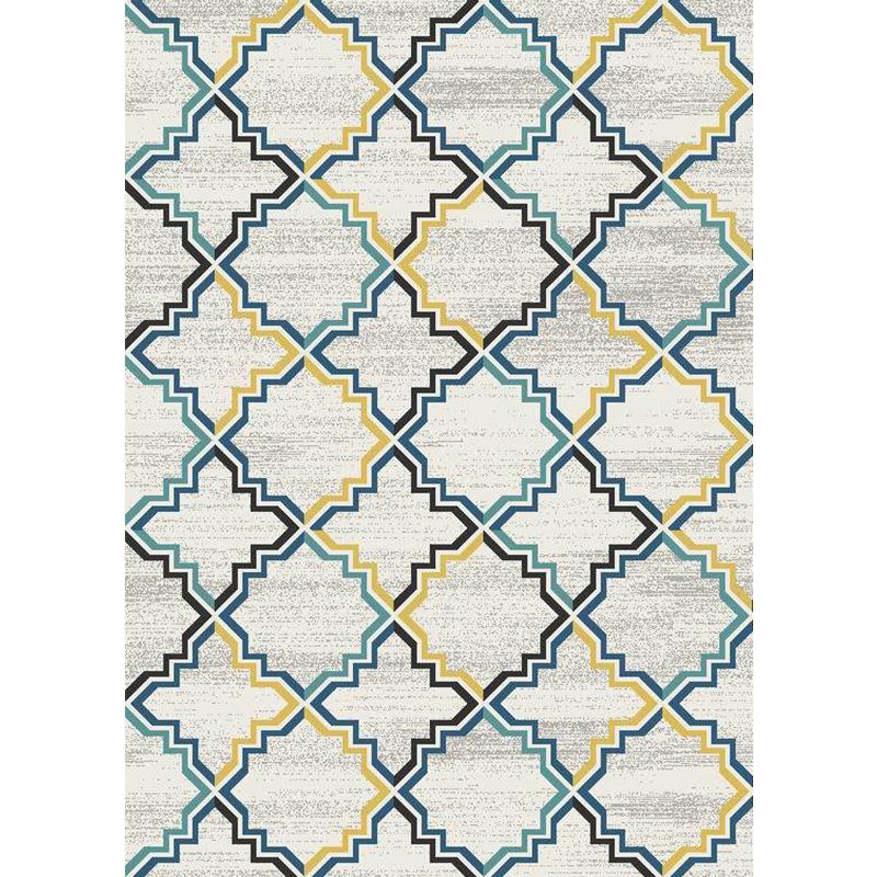 Stylish Striped Pattern Rug with Flower Grey and Yellow Bohemian Rug Synthetics Pet Friendly Non-Slip Backing Washable Area Rug for Living Room