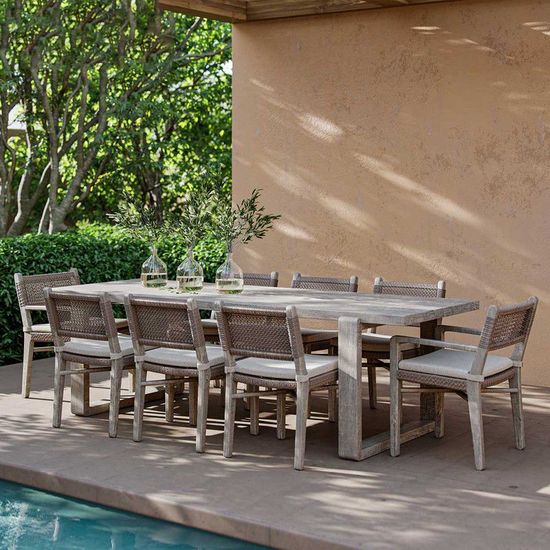 Boho Style 1/3/9 Pcs Patio Dining Table Set Wood Dining Table Set