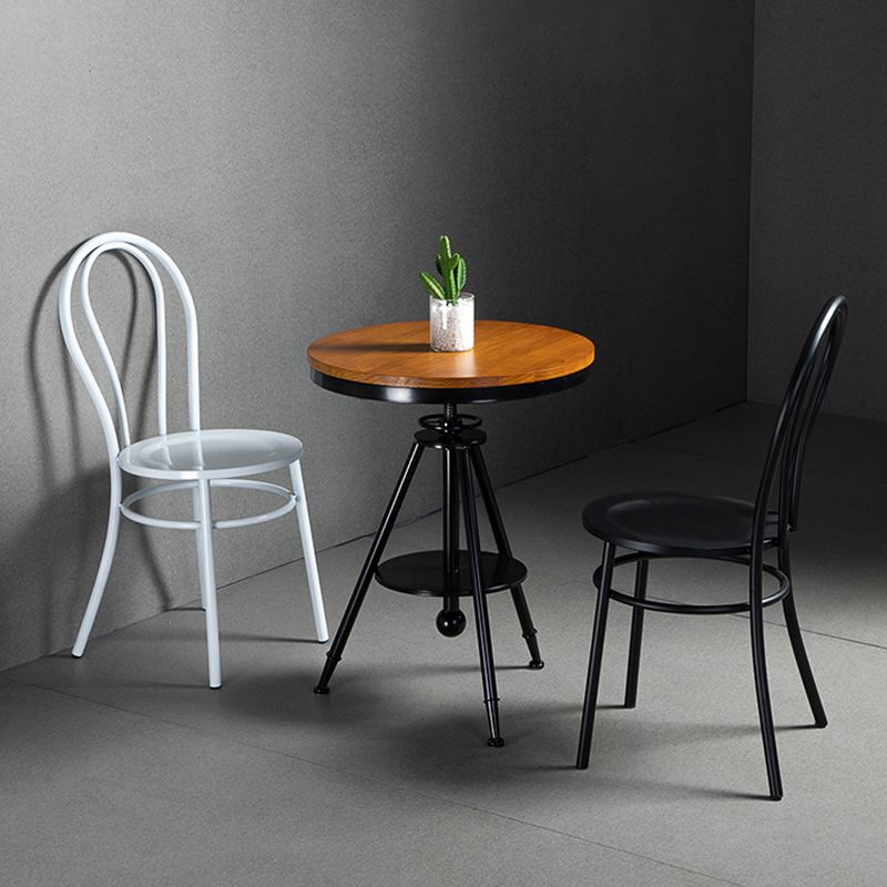 White and Black Dining Chairs Industrial Iron Armless Dining Side Chair