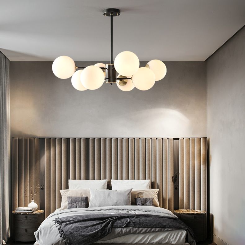 Modern Globe Chandelier Light Fixtures Multi-Head Suspension Pendant Lamps with Glass Shade