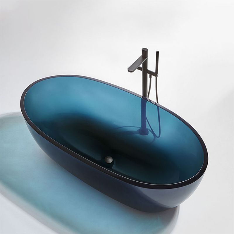 Acrylic Oval Freestanding Bath Modern 22.04-inch Tall Soaking Bathtub