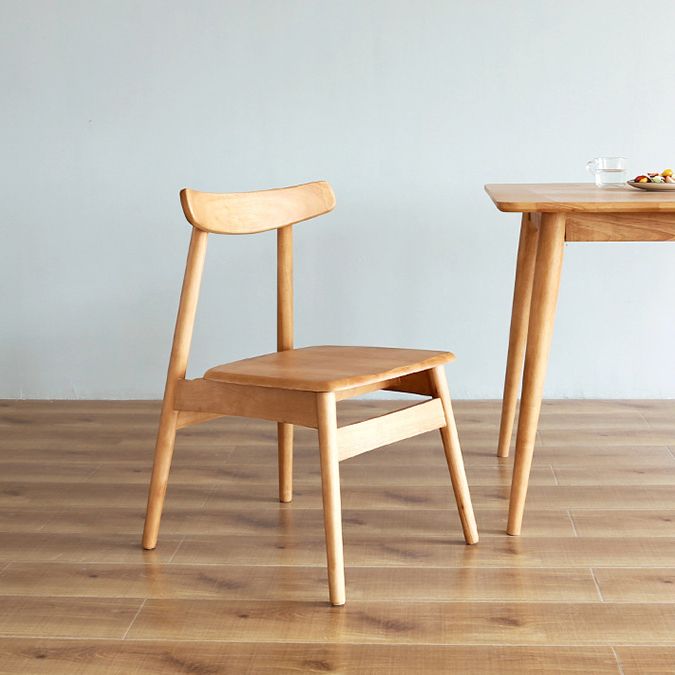 Minimalist Standard Khaki Dining Set Rectangle Shape Solid Wood Dining Set with 4 Legs Base