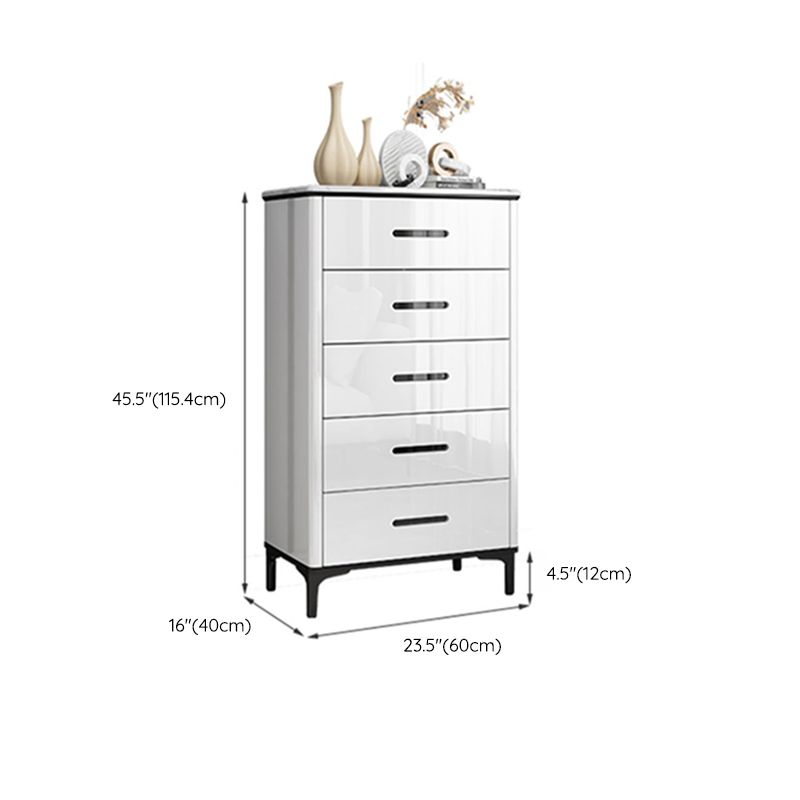 Contemporary Stone Chest Bedroom Storage Chest in White with Drawers