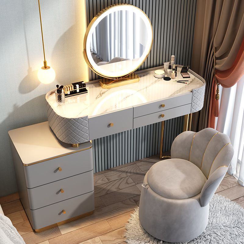 Glam Glass Makeup Vanity Desk Bedroom Vanity Dressing Table with Drawer