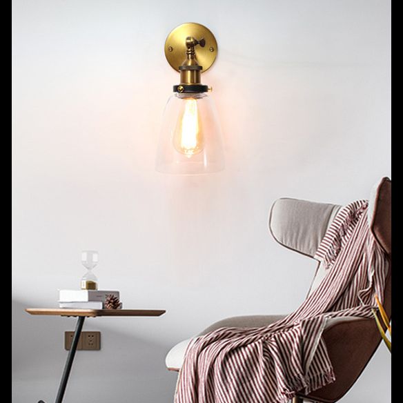 Amerikanischer Vintage -Stil Wandbeleuchtung Metall Armglas Schattenleuchte für daneben