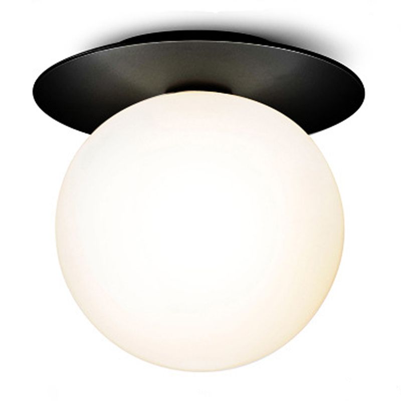 Lámpara de techo con forma de bola, hierro moderno, 1 luz, montaje empotrado con pantalla de cristal para pasillo