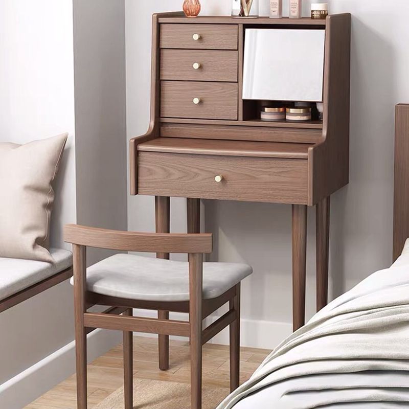 Traditional Wooden Makeup Vanity Desk Table with Stool for Bedroom