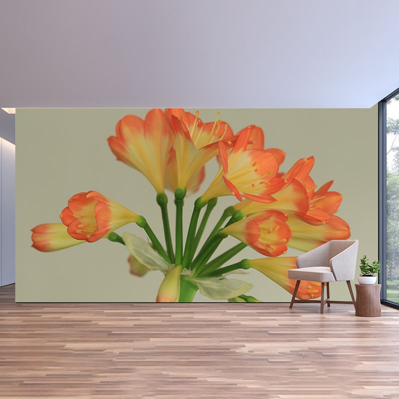 Clivia Flower Blossing Mural Wallpaper Modern Wall Covering for Living Room
