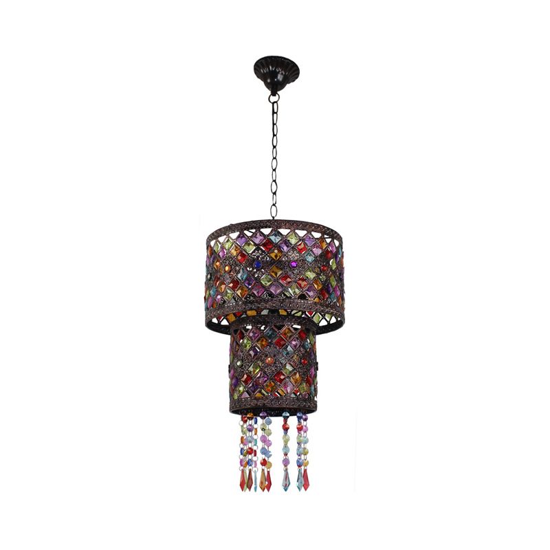 3 Lights Metal Chandelier Light Fixture Antique Black Cylinder/Oval Dining Room Suspension Lighting, 13"/18" Width