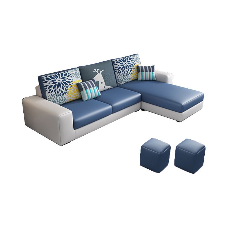 27.56"H Square Arm Sectional Removable Cushions Sofa and Chaise