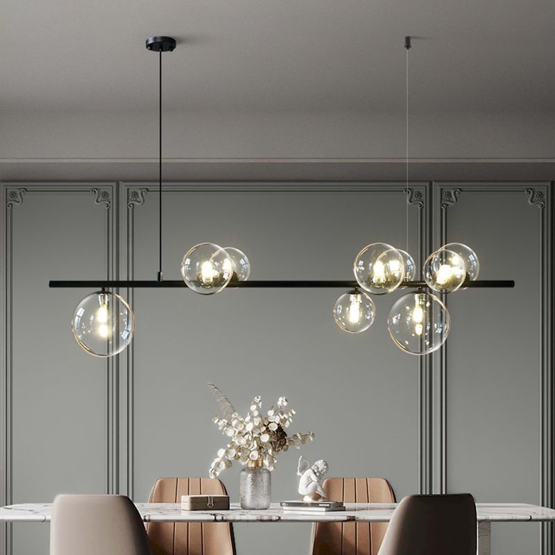 Estilo moderno de forma esférica luces de isla vidrio 9 Ideas de iluminación de la isla de la luz en negro