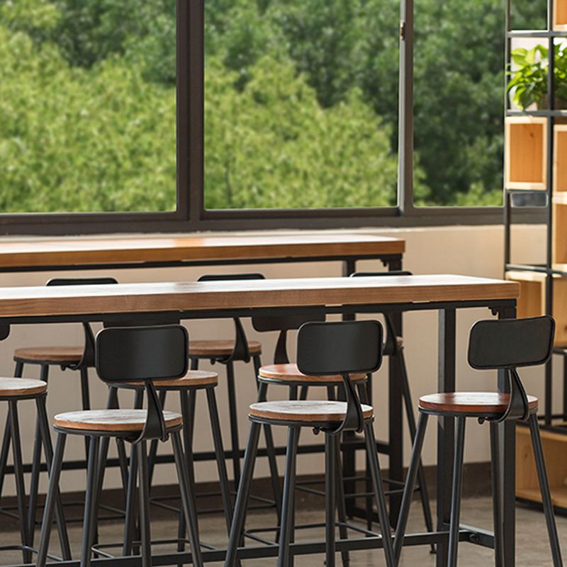 Modern Style Brown Bar Table Solid Wood and Iron Milk Tea Shop Bar Table