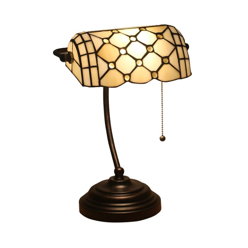 1 Kopf Aufgabe Lampe Tiffany Stil juwelenangere Gla -Zugkettenkette Nachttisch Beleuchtung in Blau/Gold mit gebogenem Arm