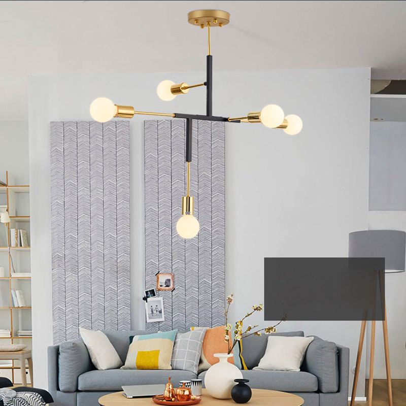 Postmoderne Postmodern Fer and Glass Chandelier Lighttures Restaurage Poulier de suspension