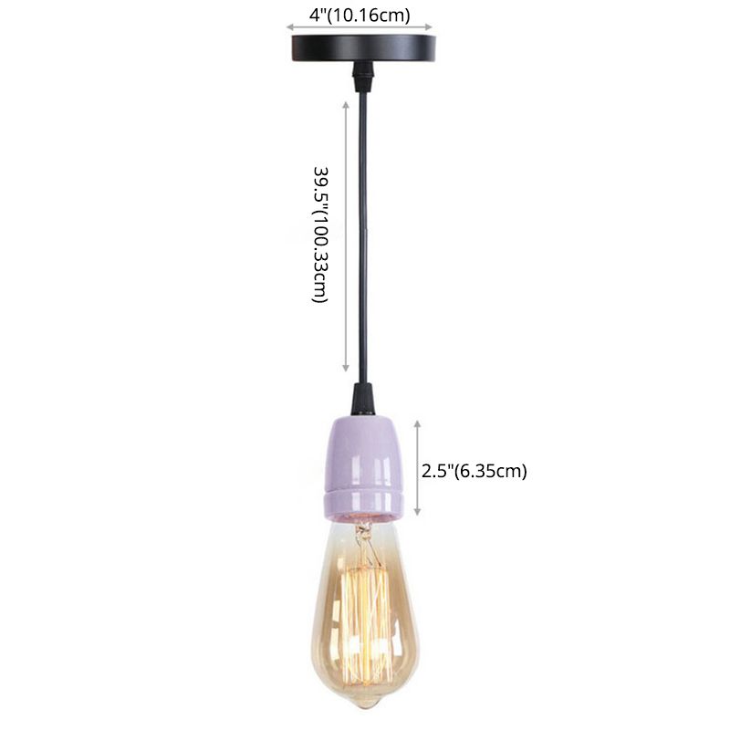 Single Bulb Ceramics Mini Hanging Light Macaroon Style Simplicity Pendant Lamp for Stairs Corridor