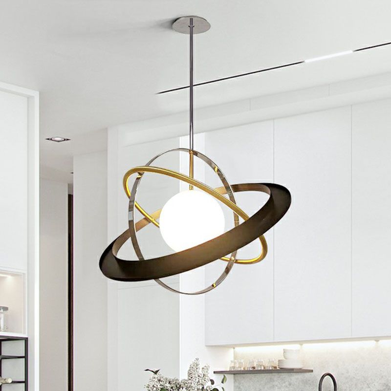 Postmoderne planeet hangende lamp Witte kogelglas 1 bol eetkamer plafondlicht