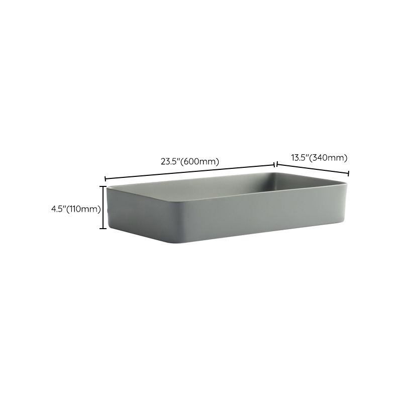 Modern Bathroom Sink Porcelain Rectangular with Pop-Up Drain Vessel Lavatory Sink