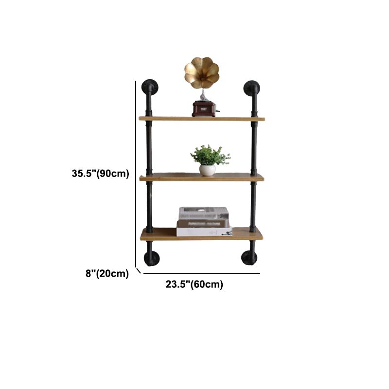 Wandeinheit und Etagere Bücherregal Industrial Black Eisenrahmen und Kiefernholzregal
