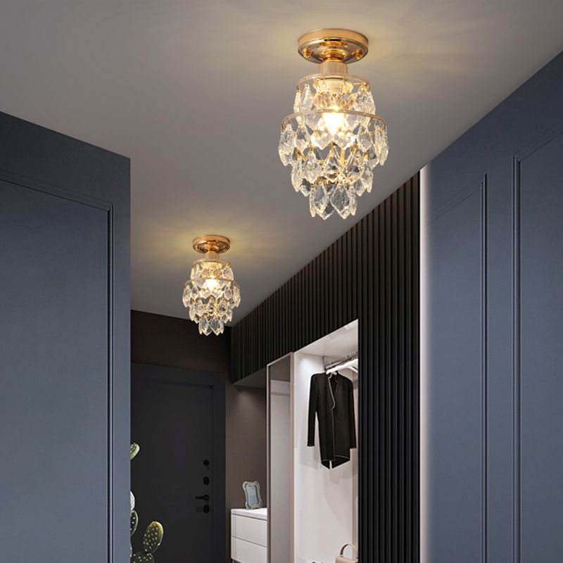 Modern Simple Crystal Ceiling Light Cylinder Shape Ceiling Lamp for Bedroom