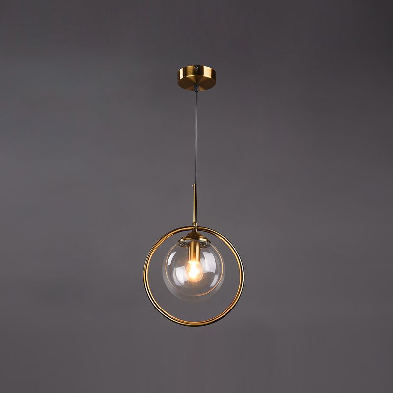 Luminaires suspendus en métal Globe lampe de suspension nordique avec nuance en verre