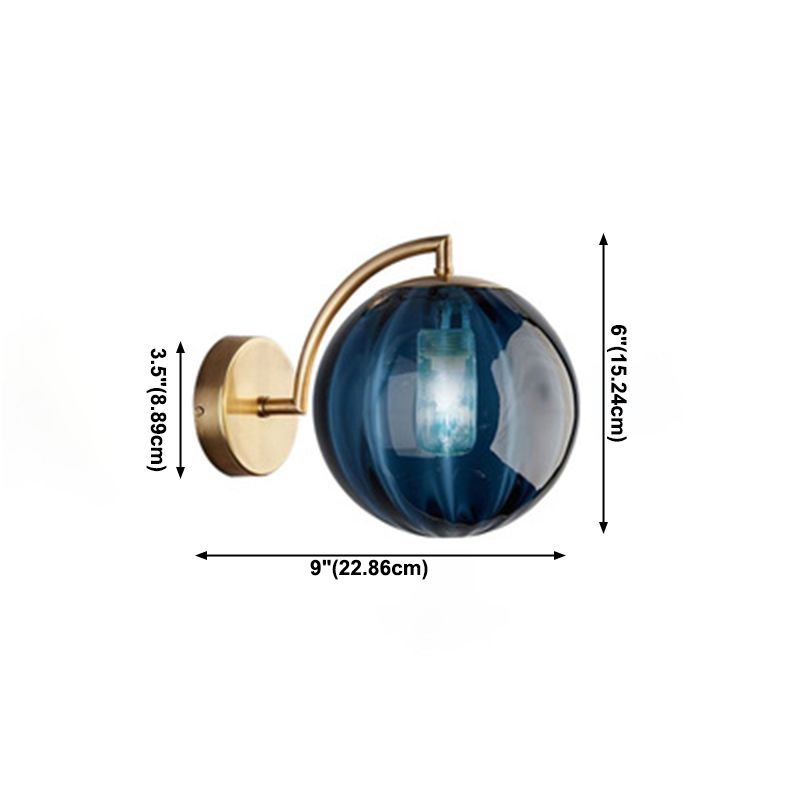Luz de pared de globo de vidrio en moderna lámpara de pared de hierro forjado de estilo creativo para dormitorio