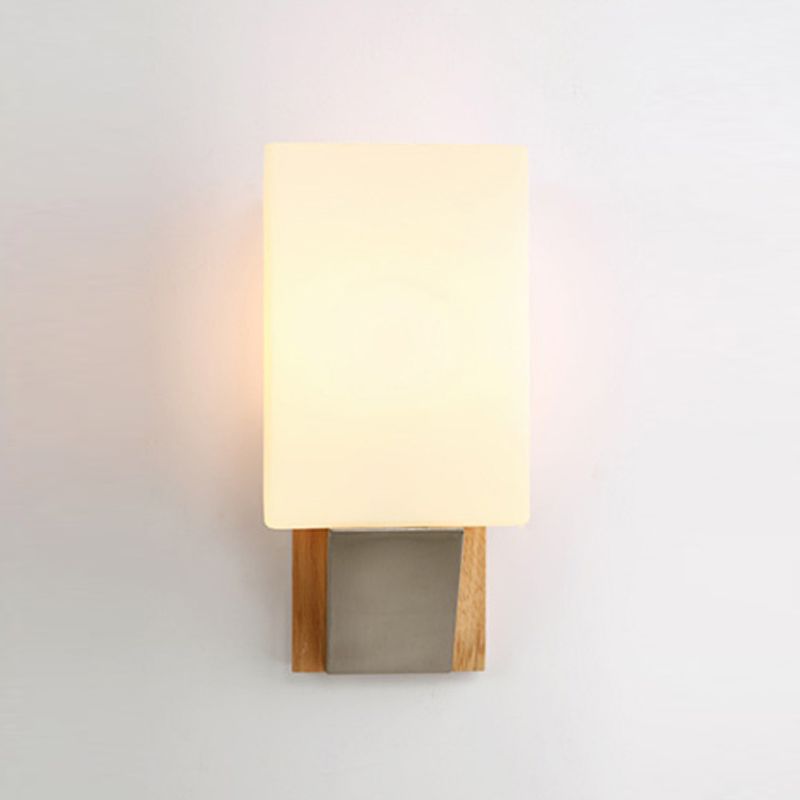 Modern Style Rectangle Sconce Light Fixtures Wood 1 Light Wall Mounted Lighting