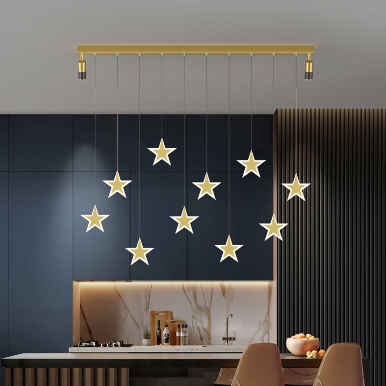 Starry Multi-Light Pendant Modernist Acrylic Dining Room LED Hanging Light over Island