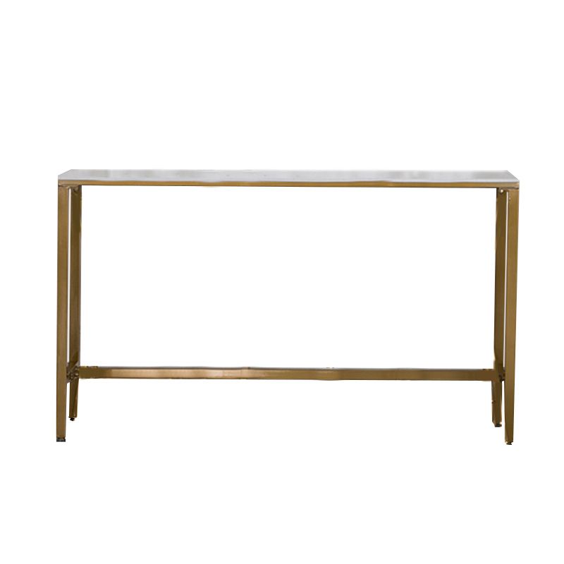 Modern Bar Table White Faux Marble Top Pub Table with Gold Base