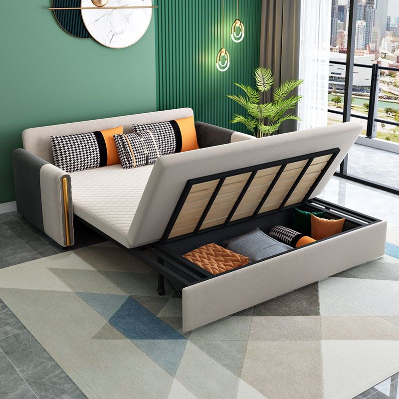 Light Gray Sleeper Sofa Modern Style Sofa Bed with Upholstered
