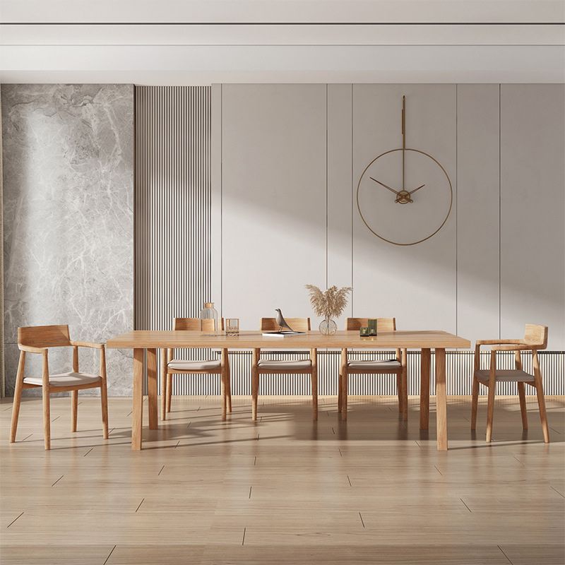 Pine Wood Top Dining Table Rectangle Solid Wood Table with 4 Legs