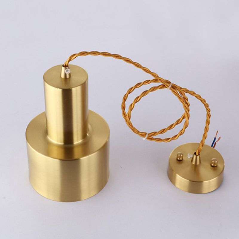Gold Cylindroid Pendant Light in Modern Creative Style Copper Indoor Hanging Lamp