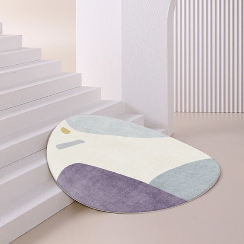 Purple Nordic Rug Polyester Contrast Color Indoor Rug Stain Resistant Rug for Living Room