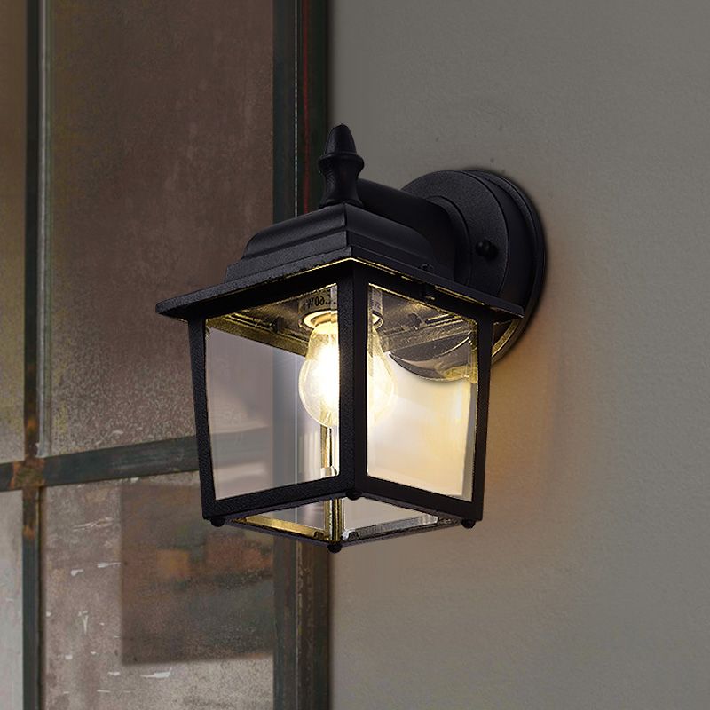 Schwarze quadratische Wandbeleuchtung minimalistische Glas Außenwandleuchten Beleuchtung