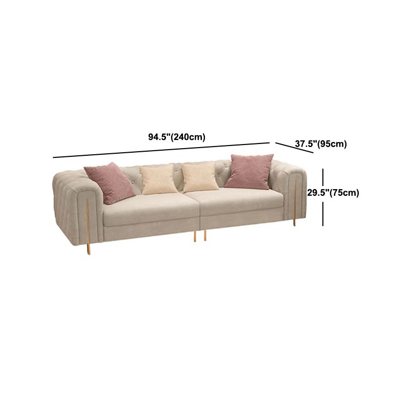 Tuxedo Arm Sofa Contemporary White Sofa with Tufted Split-Back