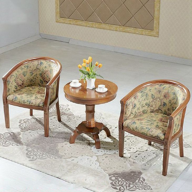 Traditional Style Dining Chair Upholstered Solid Wood Arm Chair for Hotel