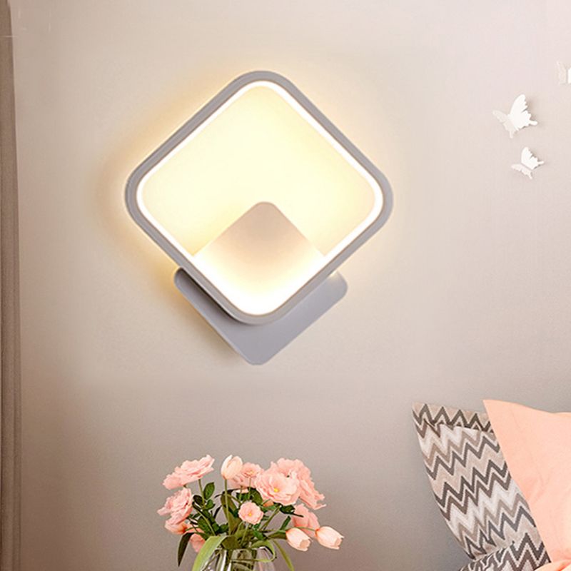 Aluminum Alloy Minimalism Style LED Wall Sconce 11.8" H Square Rounded Corners Mini Bedside Lights