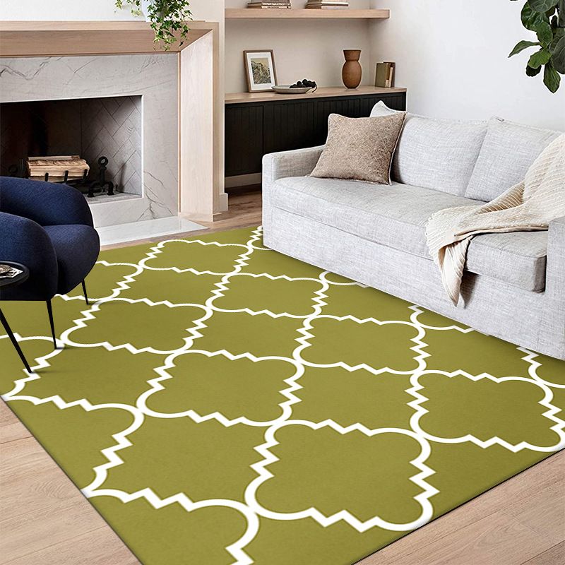 Blue Modern Rug Polyester Geometric Print Area Rug Easy Care Anti-Slip Rug for Drawing Room
