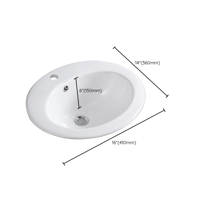 Traditional Wash Stand Oval Shape Porcelain with Pop-Up Drain Vessel Bathroom Sink