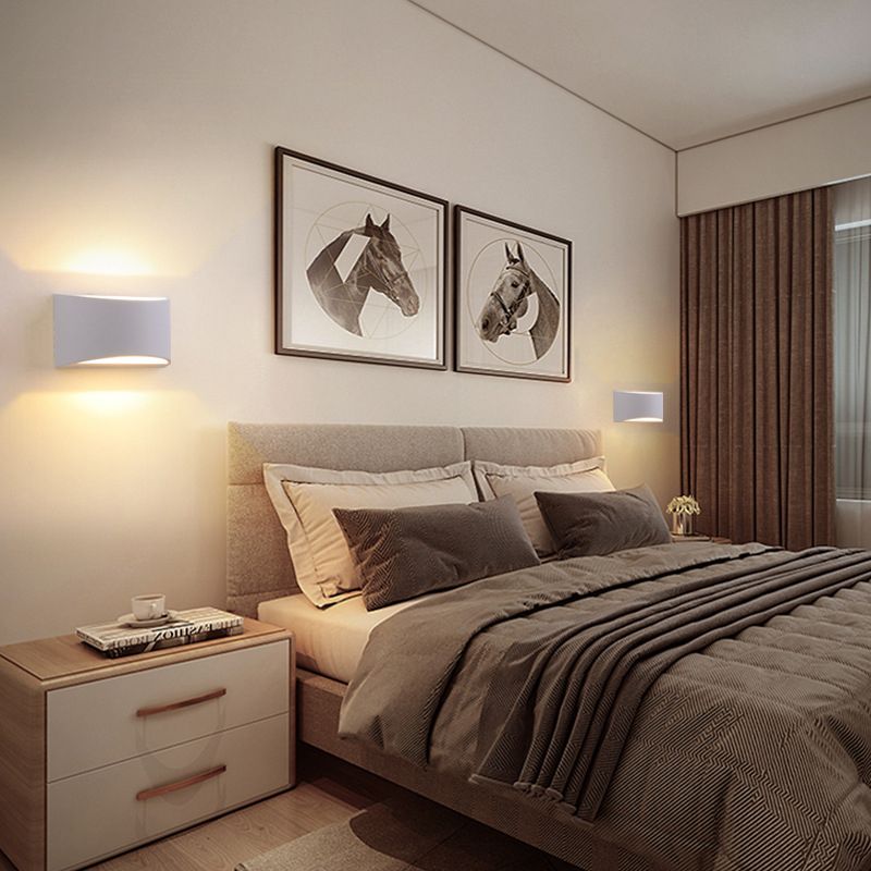 Contemporary Style Half-Cylinder Wall Mounted Light Metal 2 Lights Wall Washer Sconce in White