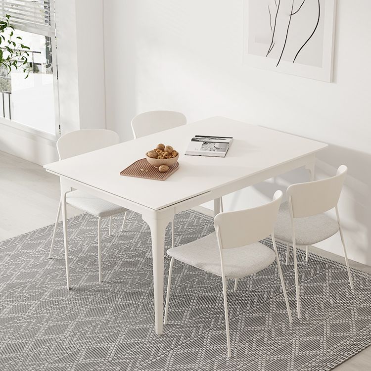 Modern Style 1/2/5/7/9 Pieces Dining Room Table Rectangle Stone Furniture in White