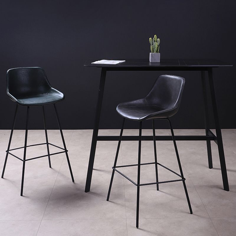 Scandinavian Coffee Shop Low Back Stool Matte Finish Leather Barstool