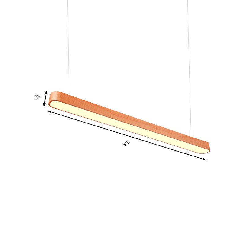Elongated Oval Hanging Lighting Modern Led 4"/8"/12" Wide Wood Deep Grain/Light Grain Ceiling Pendant Light in White/Warm/Natural Light